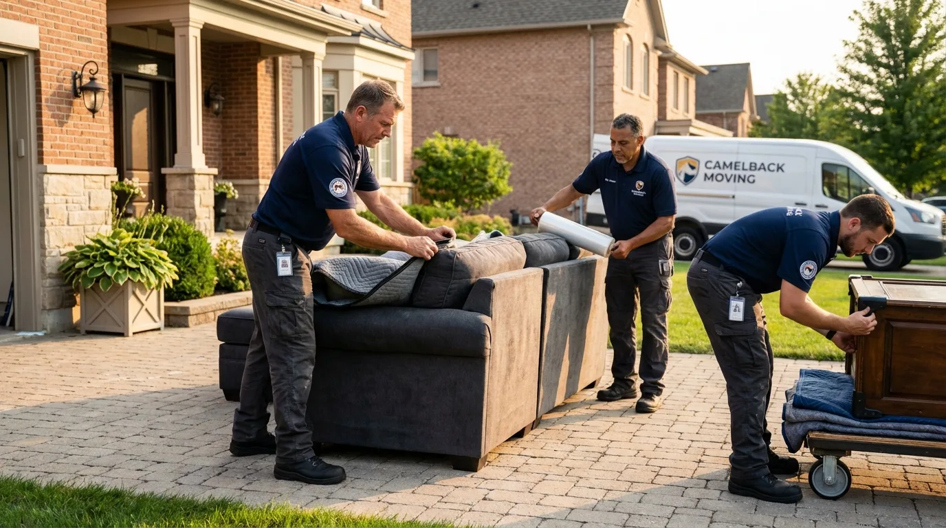 Large estate moving crew wrapping furniture in Faribault, MN